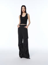 Women's Studded Pleated High-Waist Wide-Leg Pants